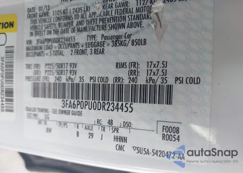 2013 Ford Fusion Energi Se Luxury из США, поврежденный, VIN 3FA6P0PU0DR234455